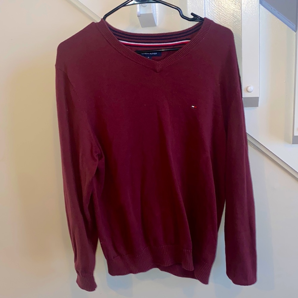 Men’s large Red/Maroon Tommy Hilfiger V neck sweater